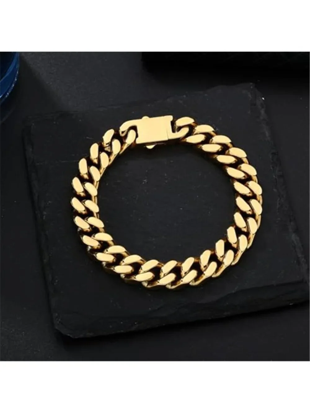 Men's Gold Plated Miami Curb Stainless Steel Cuban Link Bracelet